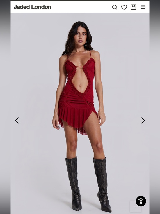 Jaded London Dresses & Skirts - Jaded London Red Lace-Trim Cutout Mini Dress